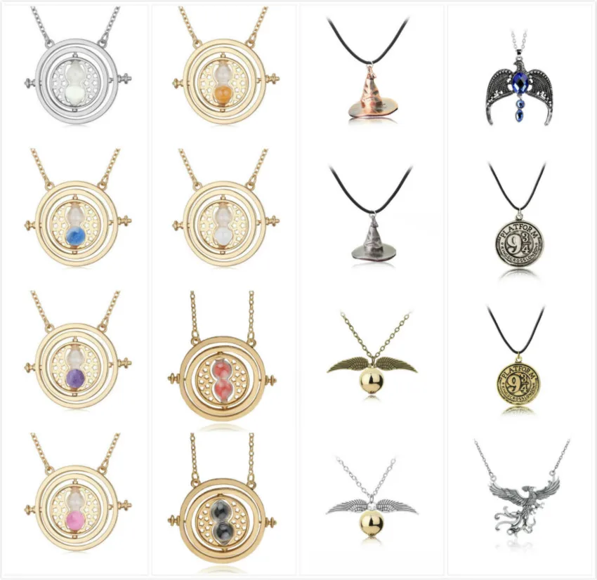 

10pcs/lot Harri Potter Action Figures Necklaces Golden Snitch Time Turners Girls Accessories Toys Children Birthday Party Gifts