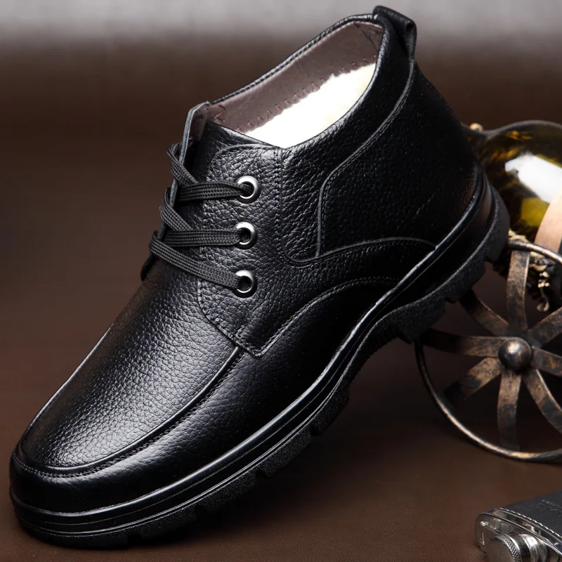 2018 New Winter Shoes Men's Boots Geniune Leather Wool Inside Hot Warm Snow Shoes Man Leather Ankle Boots Lace-Up plush boots 2018 New Winter Shoes Men's Boots Geniune Leather Wool Inside Hot Warm Snow Shoes Man Leather Ankle Boots Lace-Up plush boots