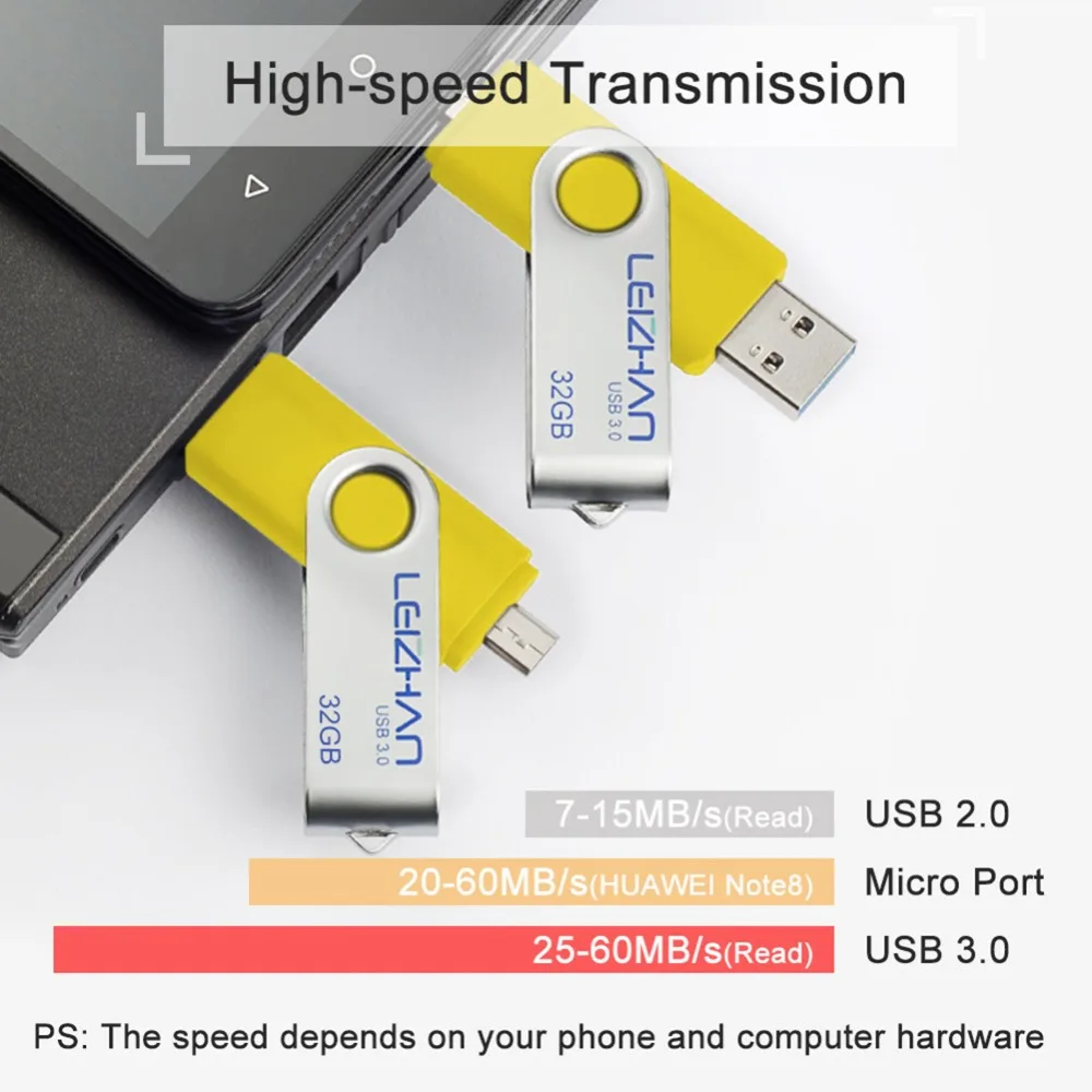 LEIZHAN Android накопитель 8 GB 16 32 ГБ 64 и 128 Гб OTG USB3.0 Flash Drive флешки Memory stick карта памяти