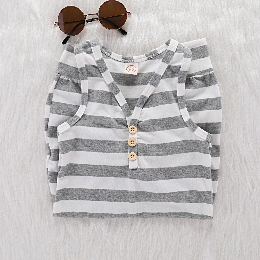 الصيف أكمام طفل فتاة السروال القصير رمادي المشارب الوليد بنين حللا الملابس مريحة القطن الرضع الاطفال وزرة 0-2Y