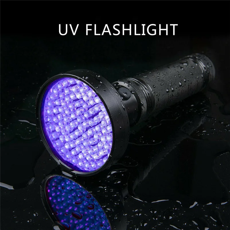 100 LED UV Ultra Flashlight Violet Torch Led Light Blacklight Light 395nM Inspection Lamp Torch 6xAA Battery Zaklamp 40MAY615