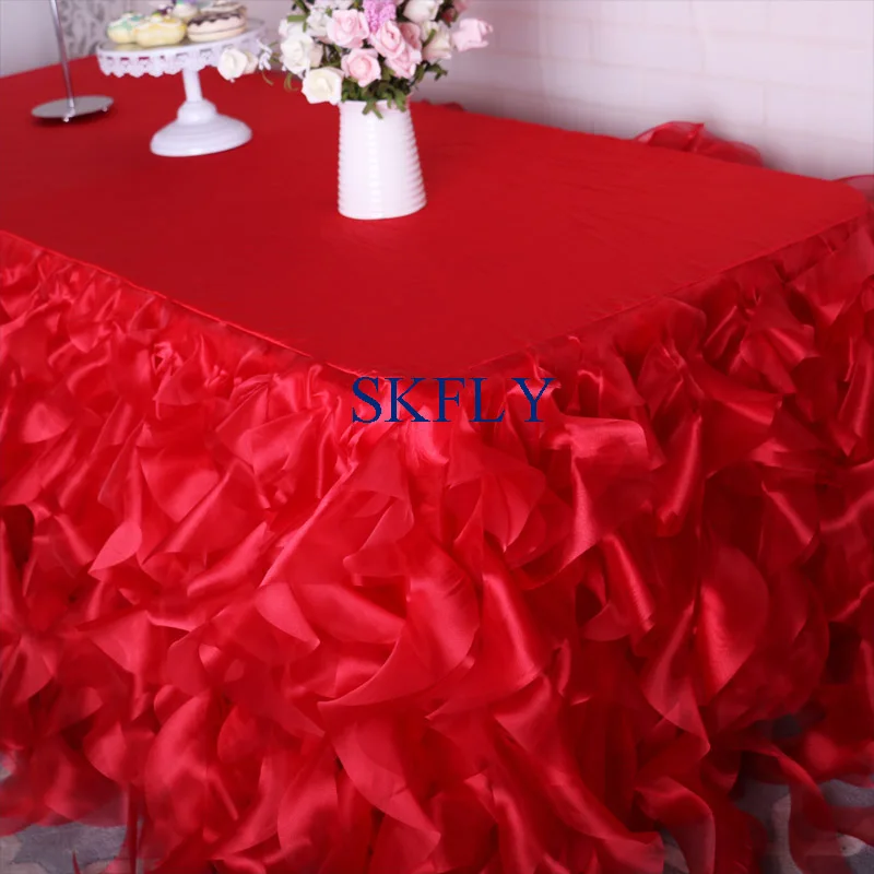 SK010M уникальная Великолепная изготовленная на заказ Свадебная темно-синяя зеленая Королевский синяя Смешанная органза курчавая ива юбка для стола на липучке - Цвет: red