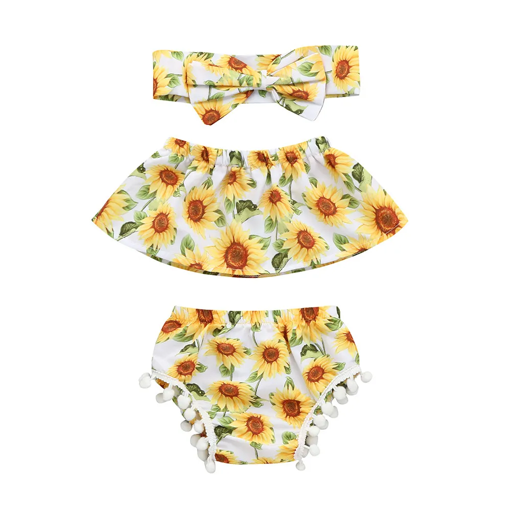 Летний стиль для младенцев комплекты одежды для маленьких девочек с кисточками комбинезон+ Рубашки домашние+ оголовье, набор детские вещи для девочек
