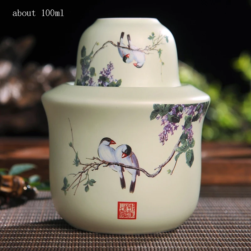 L Jingdezhen ручная роспись винтажный узор керамическая посуда для вина набор чаши для Саке фляга теплый ликер база сосуд для напитков подарки на день рождения - Цвет: L