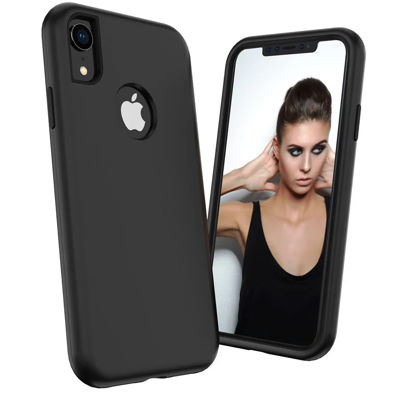 Черный Чехол для телефона s для iPhone Xs Max X XR 6 6s 8 7 Plus ударопрочный защитный чехол гибридный жесткий резиновый защитный чехол - Цвет: Черный