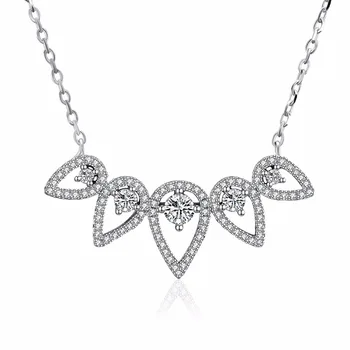 

Otogo Transing 2019 Summer Luxury Five drops of water Chain Necklace Cubic Zirconia Pendant OL Style Necklace for Women Factory