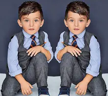 4 Pcs Baby Kids Boys Clothes Formal Suits Set Gentleman Shirt +Waistcoat+ Pants+ tie Sets Suit
