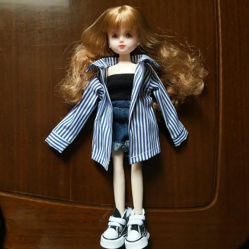 T02-X003 Blyth кукольные одежда 30 см 1/6 куклы аксессуары azone полосатая рубашка бюстгальтер укороченные джинсы Штаны 3 шт./компл