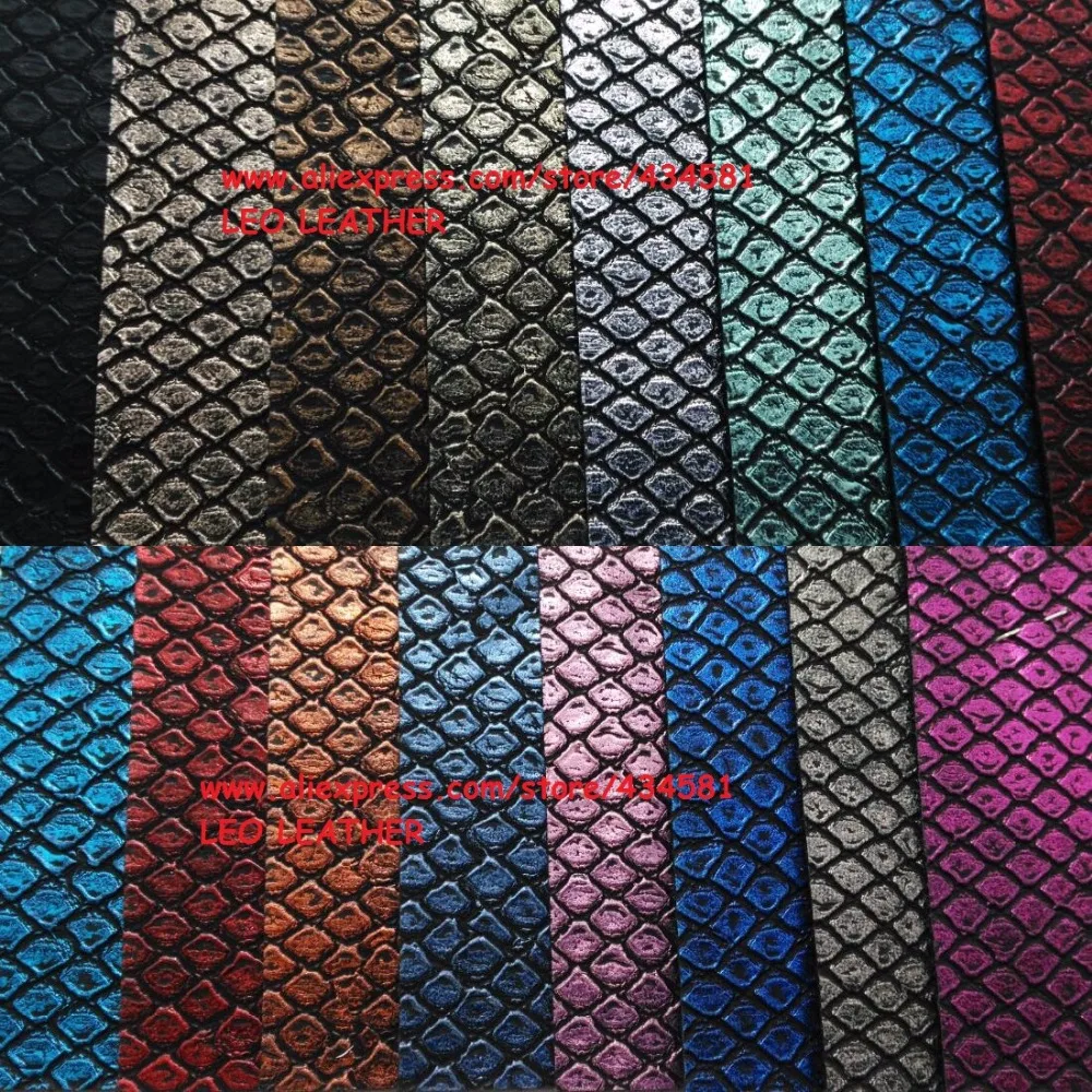 Metallic Vintage Leather Fabric Embossed Snake PU Leather Soft Faxu Leather Fabric for Sewing