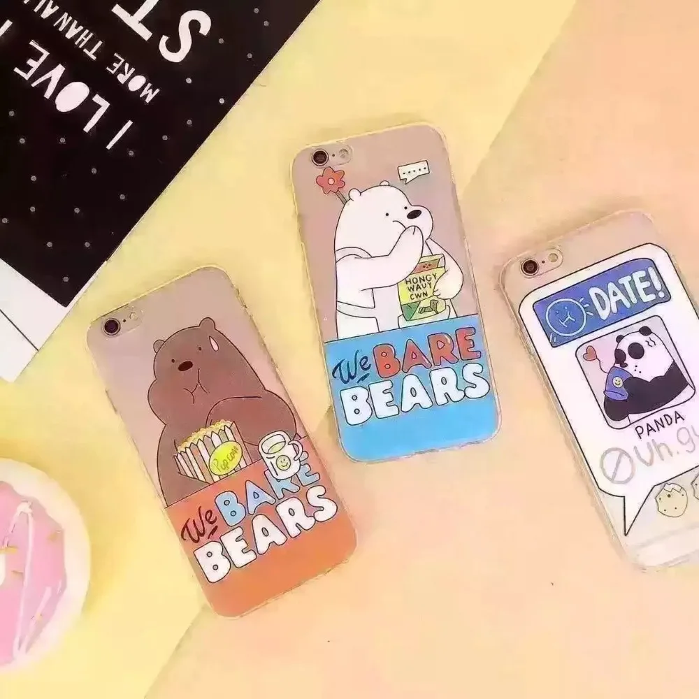 10 шт./лот Любовь Мультфильм Голые Медведь Мягкие TPU Телефон Чехол Для Iphone 5 5s 6 s