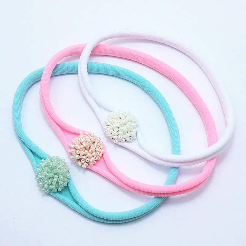 

pink DIY flower Headband wedding Pearl and beads Bowknot hairband Nylon Headband Christmas gifts Hair Accessories 360pcs