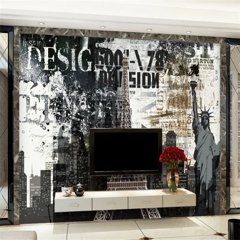 

Wallpapers Youman customized modern 3d photo wallpaper mural 3d wallpaper European and American style architecture graffiti wall