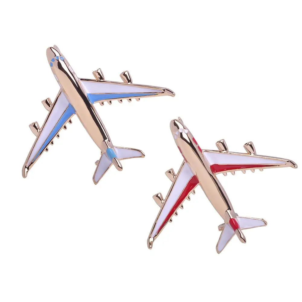 

Cute Little Airplane Brooch Blue Enamel Gold-color Metal Brooches Pin Aircraft Model Jewelry Suit Clothes Clips