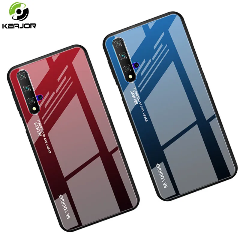 

Tempered Glass Case For Huawei Honor 20 Pro Case Luxury Gradient Bumper Soft Edge Silicone Hard Cover For Honor 20 Honor20 Case
