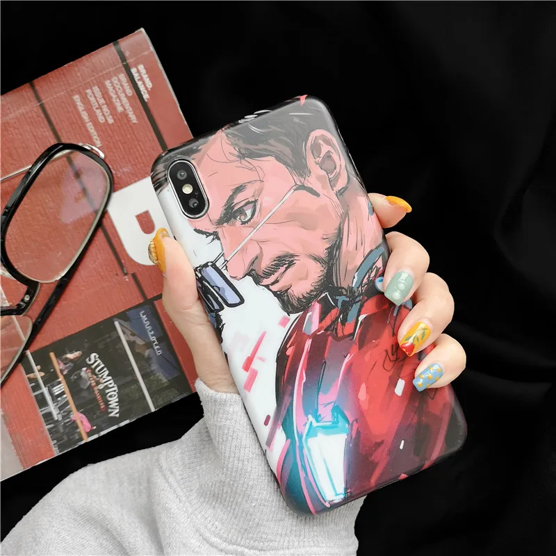 

New avengers ironman spiderman case for iphone xr xs max x 6 s 7 8 plus 10 marvel matte silicone man spider coque case superhero
