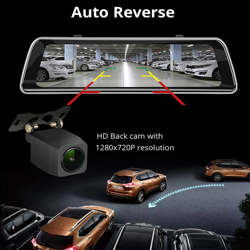 Зеркало заднего вида 9 35 '' FHD 1080P двойной объектив GPS трек G сенсор