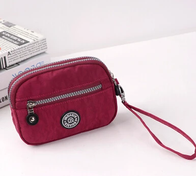 Мини-женские кошельки, многослойная модная сумка-клатч, клатч, кошелек для монет, нейлоновая ткань, двойная молния, сумка для мобильного телефона - Цвет: 01