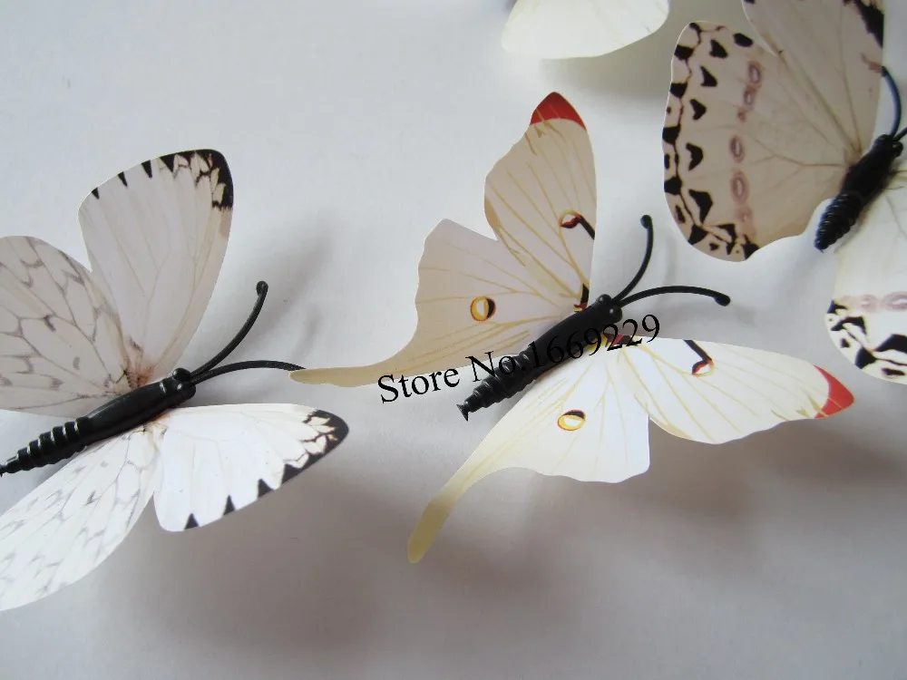 12 шт./лот 3D бабочка Магниты на холодильник Стикеры красочные белый Магнитная Бабочка стены комнаты украшения