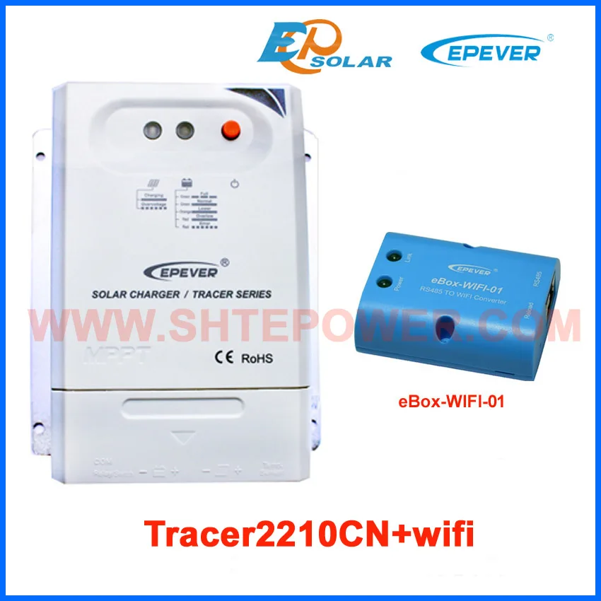 

Tracer2210CN Max PV input 100V 12V 24V Auto work solar battery charger controller 20A regulator MPPT EPEVER with wifi BOX