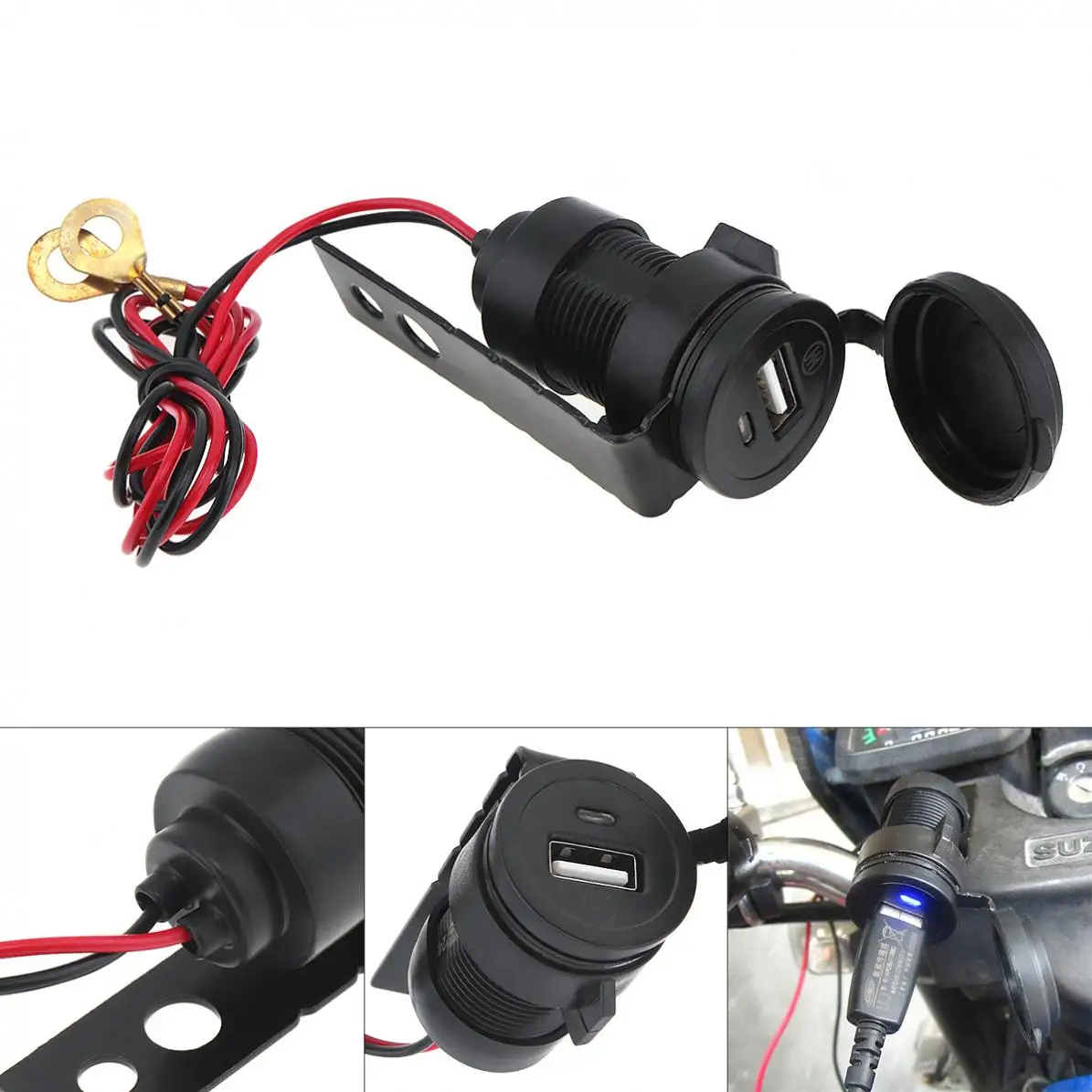 Универсальный 12 В водостойкий Автомобильный/мотоциклетный прикуриватель USB Автомобильное зарядное устройство для мобильного телефона