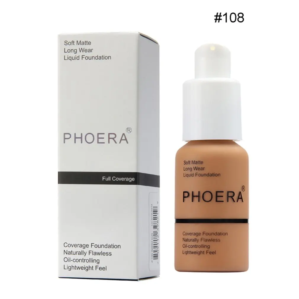 108 PHOERA Perfect beauty Жидкая основа для лица Мягкая матовая длинная одежда покрытие маслом основа - Цвет: 108