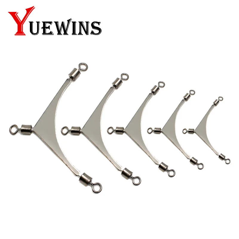 10Pcs*Fishing 3Way Stainless Steel Rolling Pole Swivels Cross Fishing Connector
