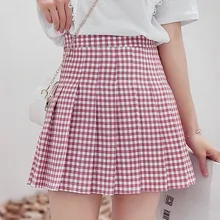 Новые женские летние юбки с высокой талией плиссированные мини-юбки Harajuku школьные девочки милые клетчатые мини-юбки женские# 5670B