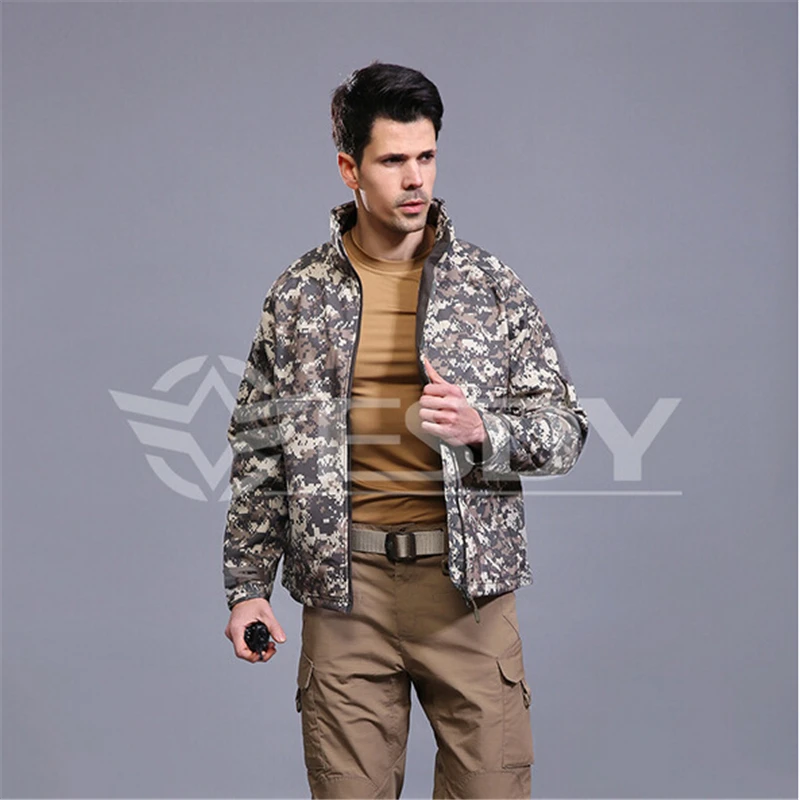 

ESDY Commander Mens Soft Shell Waterproof Army Jacket Outdoor Military Officer Coat Windproof Thermal Jacket fleece lining