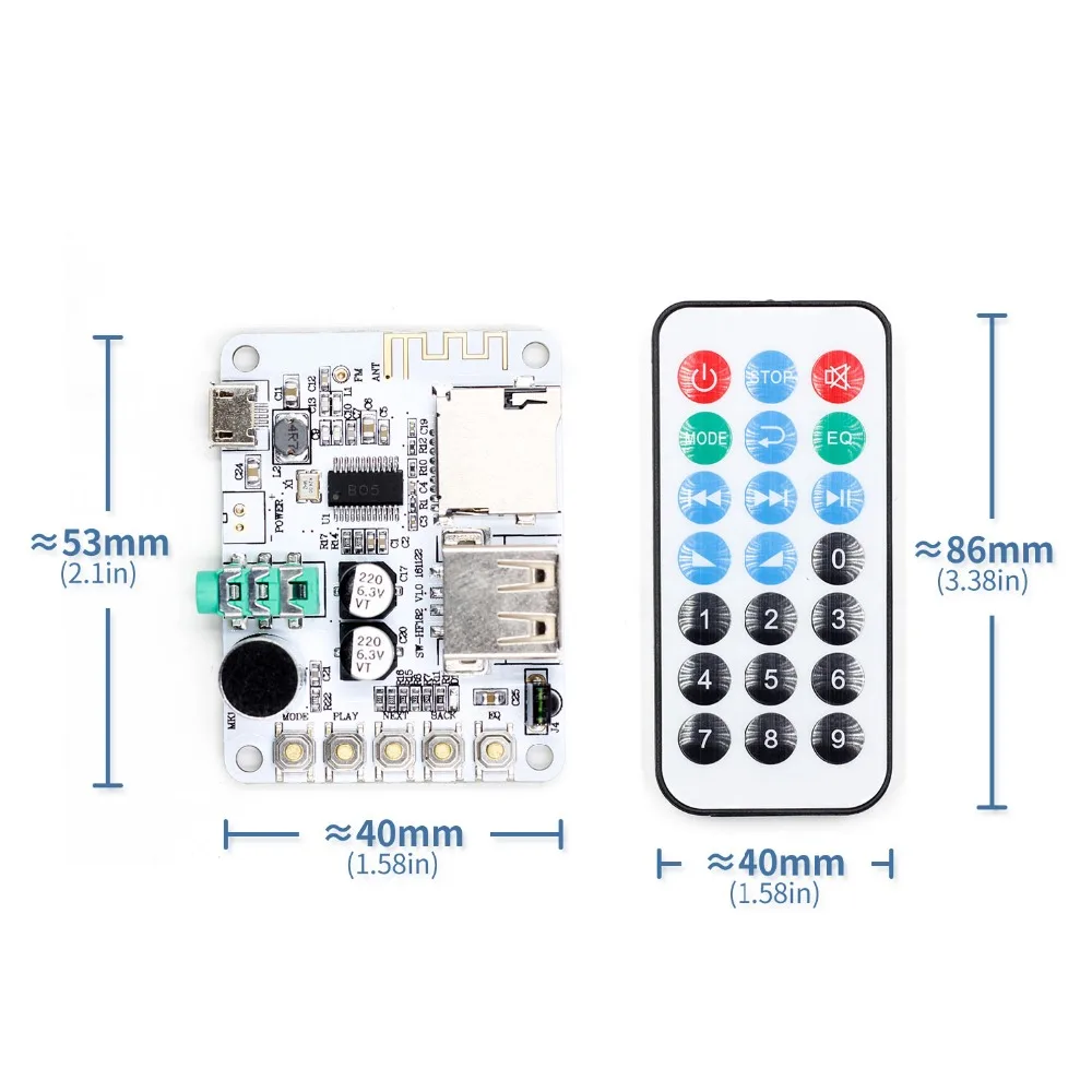 

3.7V Li-Po in Bluetooth Stereo 3.5mm Audio Receiver Module Wireless Hands Free Earphone Speaker FLAC MAV MP3 Decoder Board TF