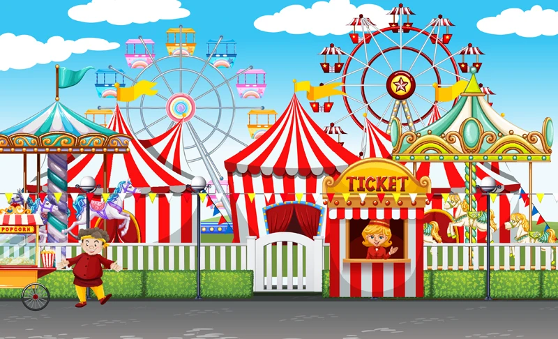 Пользовательский фон цирковая палатка большой Топ тематический карнавальный клоун фон на день рождения баннер для вечеринки веселая ярмарка фотосессия фон