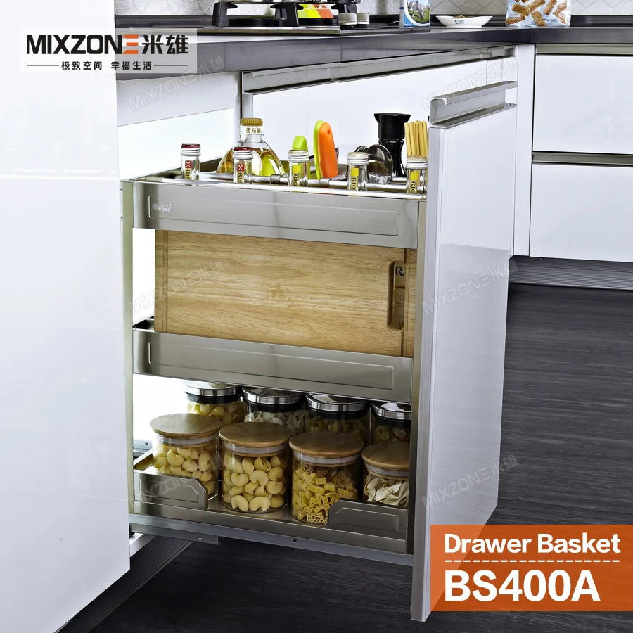 Pull Out Basket Organizer Stainless Steel Kitchen Cabinet