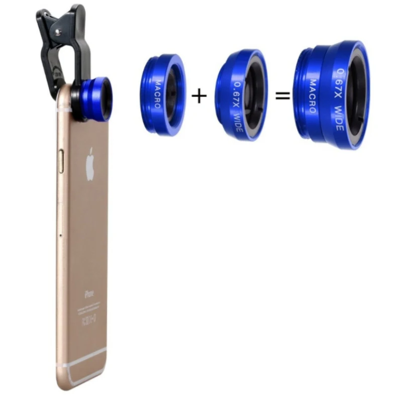 

APEXEL Clip Lentes 3 in1 Macro+Wide Angle +Fisheye Camera digital Detachable Lens kit For iPhone 6S Plus 54 Samsung Galaxy S6