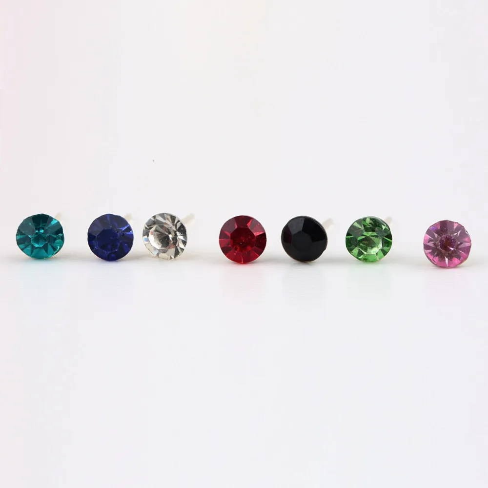 NewHot Selling 20 Pairs/Set 5mm Mixed color Crystal Ear Studs Earrings Big Sale! colorful top quality