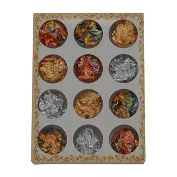 YZWLE Professional 12pcs Boxes Gold Silver Copper Nail Art Foil Paillette Chip Design Tips Decorations Set Tools