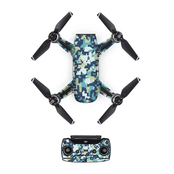 

[DJS0041]1* Cool Camo Style PVC Decal Skin Sticker For DJI Spark Drone body + Remote Controllers + 3 Battery Protective Cover