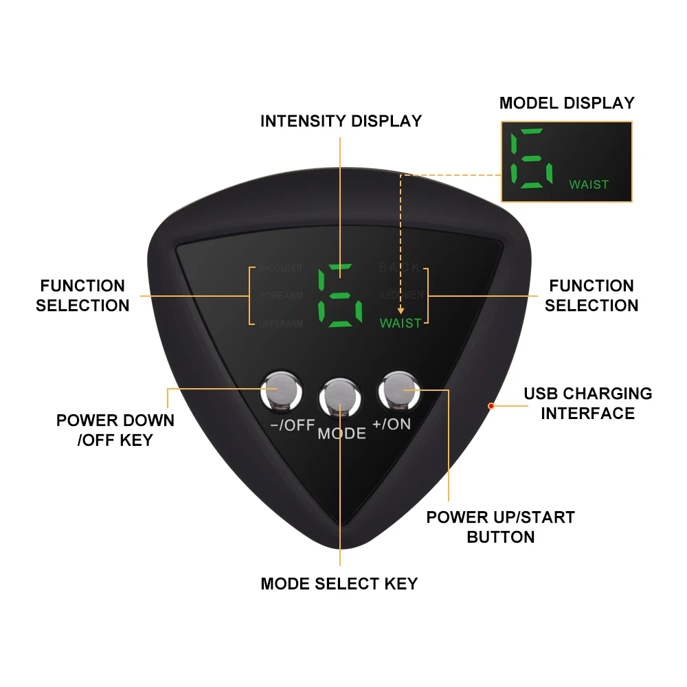 Rechargeable Smart ABS Stimulator LED Display Abdominal Muscle Stimulator Exerciser EMS Trainer Weight Loss Slimming Device