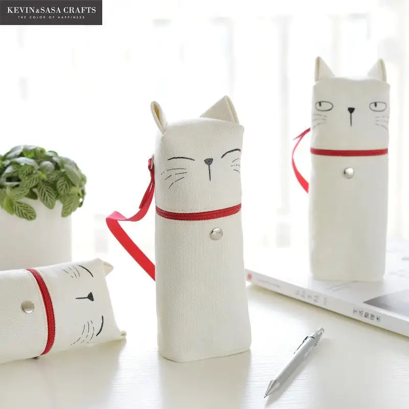 Cat Pencil Case Super Big Fabric Kawaii Pencilcase Stationery School Supplies Pencils Storage Bts Pencil Cases School Supply