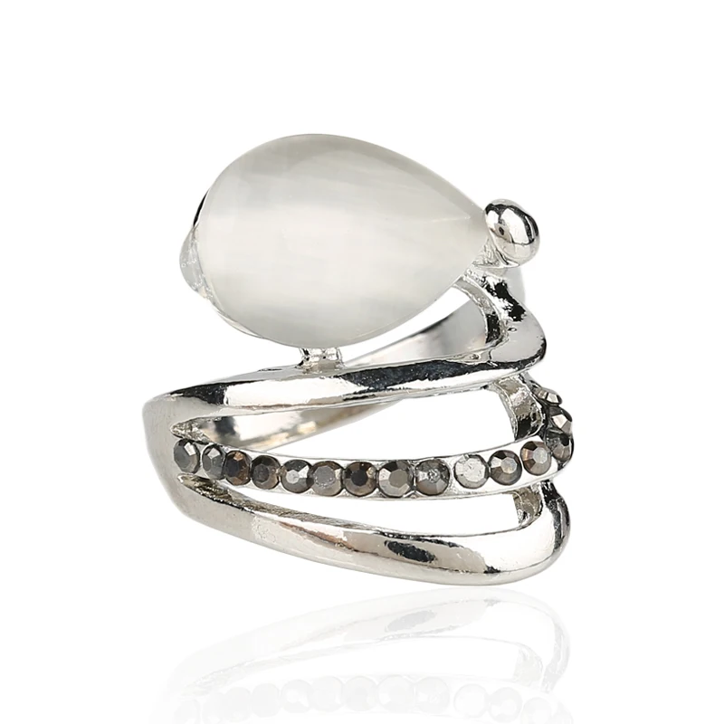 

Luxury Fashion With Opal Rings For Women Sliver Plated Vintage Jewelry O L Style Personality Designed Christmas Gifts Crystal