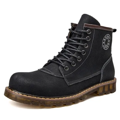 

Casual boots British fashion men's 2018 autumn and winter new high-top leather boots tooling shoes