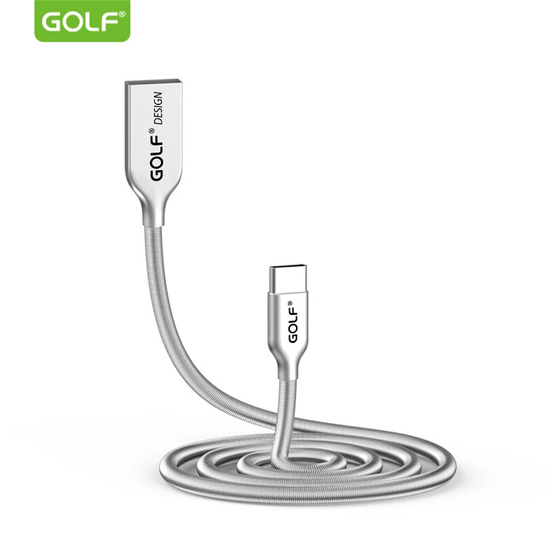

GOLF Metal Spring Type-C USB Charging Data Sync Cable for Samsung S8 S9 LG G5 G6 OnePlus Retractable Android Phone Charger Cable