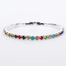 Crystal Bracelet Fashion geometry Bangle Stretch Single Row Colorful personality Rhinestones Bracelets For Women Elasticity