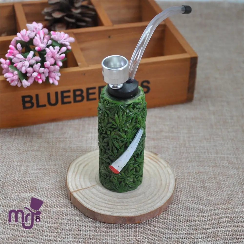 120pcs Funny Small Resin Water Smoking Pipe With Relief Pattern Metal