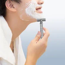 Мужское влажное Бритье Лезвие безопасной бритвы Бритва Ручка Парикмахерская Мужская Ручная борода Уход за волосами Безопасная бритва Высокое качество для домашнего использования