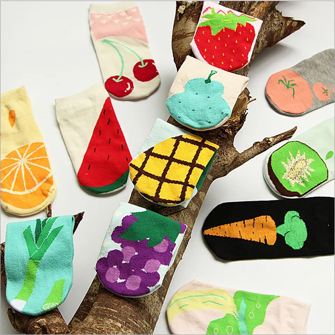 

1Pair/lot Fruit Printed Cute Lovely Cotton Socks For Women Girls Fashion Slippers Candy Ladies Ankle Meias Calcetines Mujer