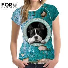 Forudesigns Для женщин футболка тренер Бег смешная собака печать мягкий Йога короткий рукав Spor футболки Бодибилдинг эластичные футболки