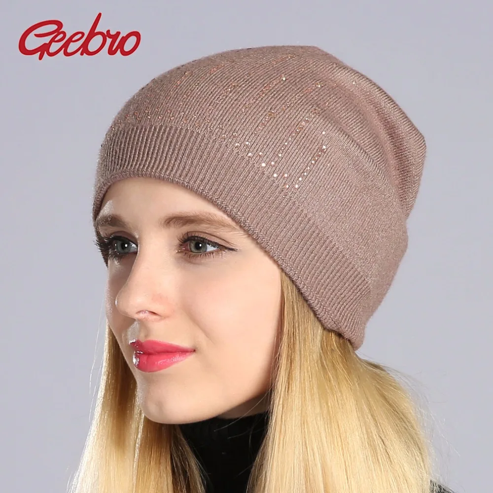 Geebro Women's Beanie Hat Winter Casual Knitted Cashmere Beanies With