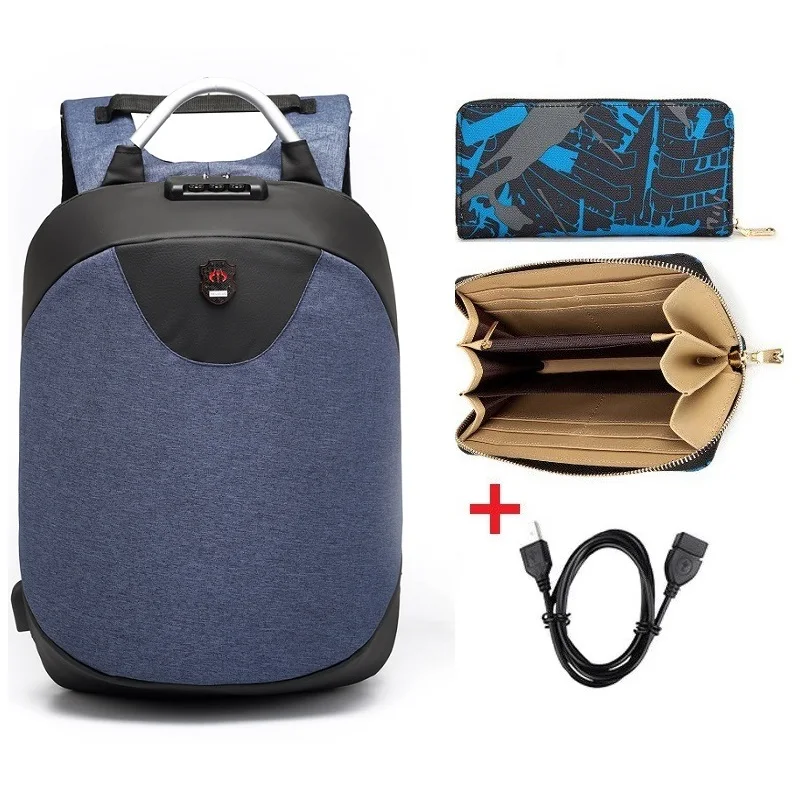 Модный Противоугонный мужской рюкзак для ноутбука, повседневный Водонепроницаемый бизнес рюкзак для путешествий, школьный рюкзак для мальчиков и девочек с блокировкой паролем и зарядкой - Цвет: Set 10