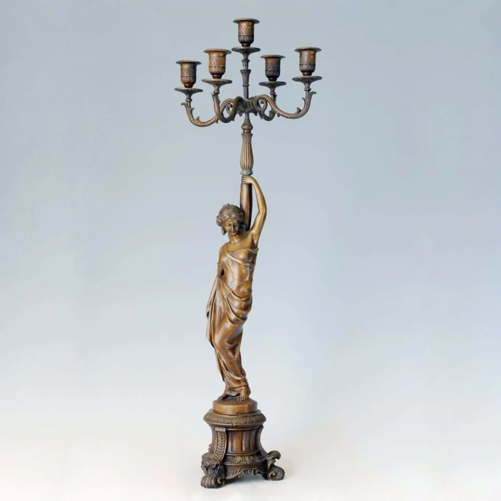 

ATLIE BRONZES Europe classical figurine candlesticks bronze statue candle holders sculpture business crafts chandelier candle