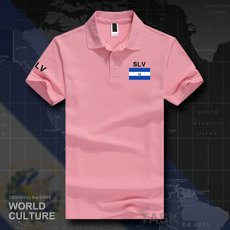 El Salvador мужские рубашки поло с коротким рукавом, белые бренды, с принтом для страны, хлопок, национальная команда, флаг, салвадорский SLV - Цвет: polo-LightPink