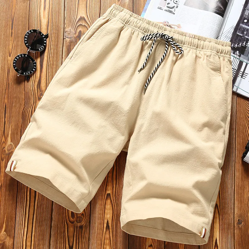 

2019 summer bermuda 97% cotton men shorts fashion fitness khaki elastic waist short pants breathable size M to 5xl
